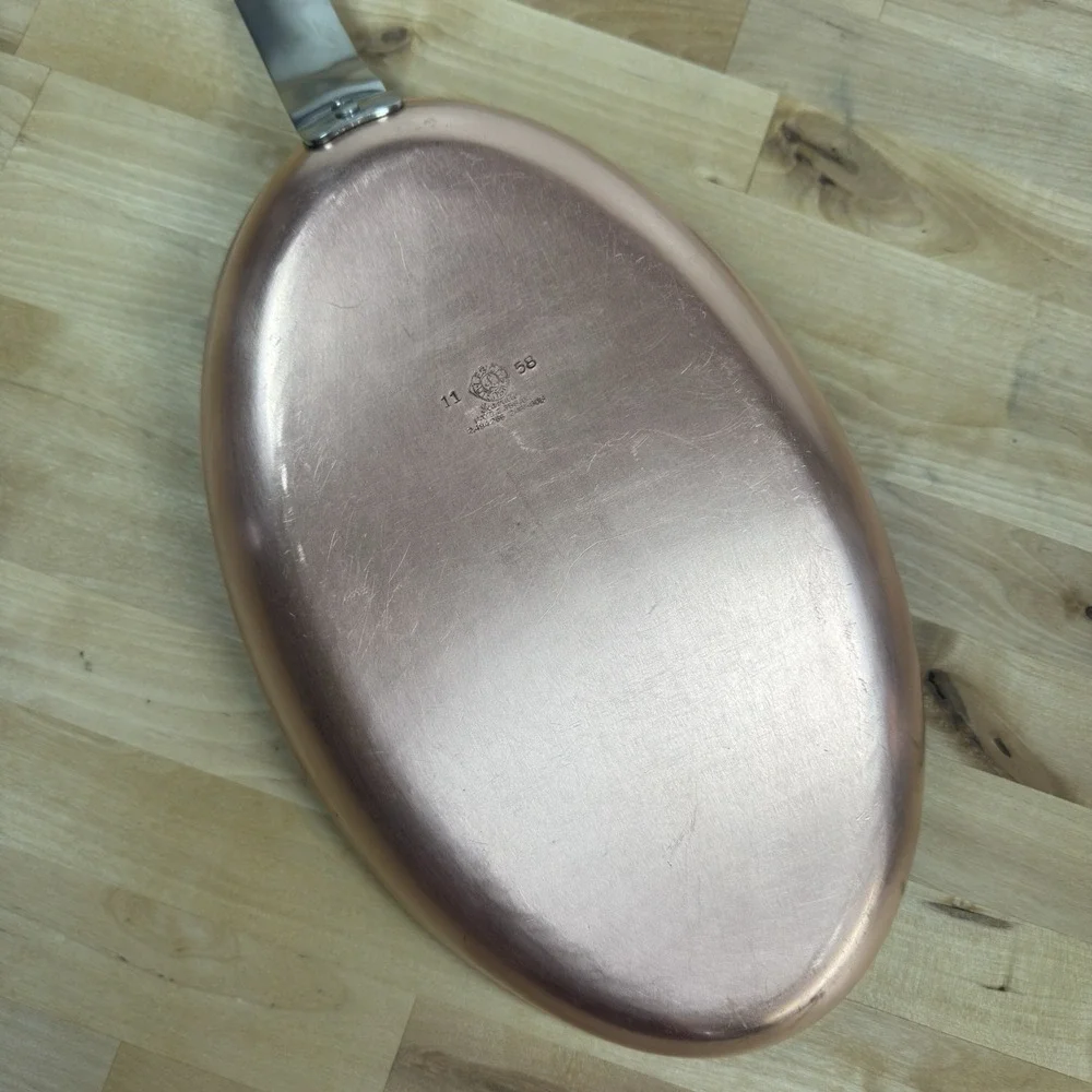 Scavullo Legion Utensils Copper Oval Heavy Skillet Fish Pan 13.5